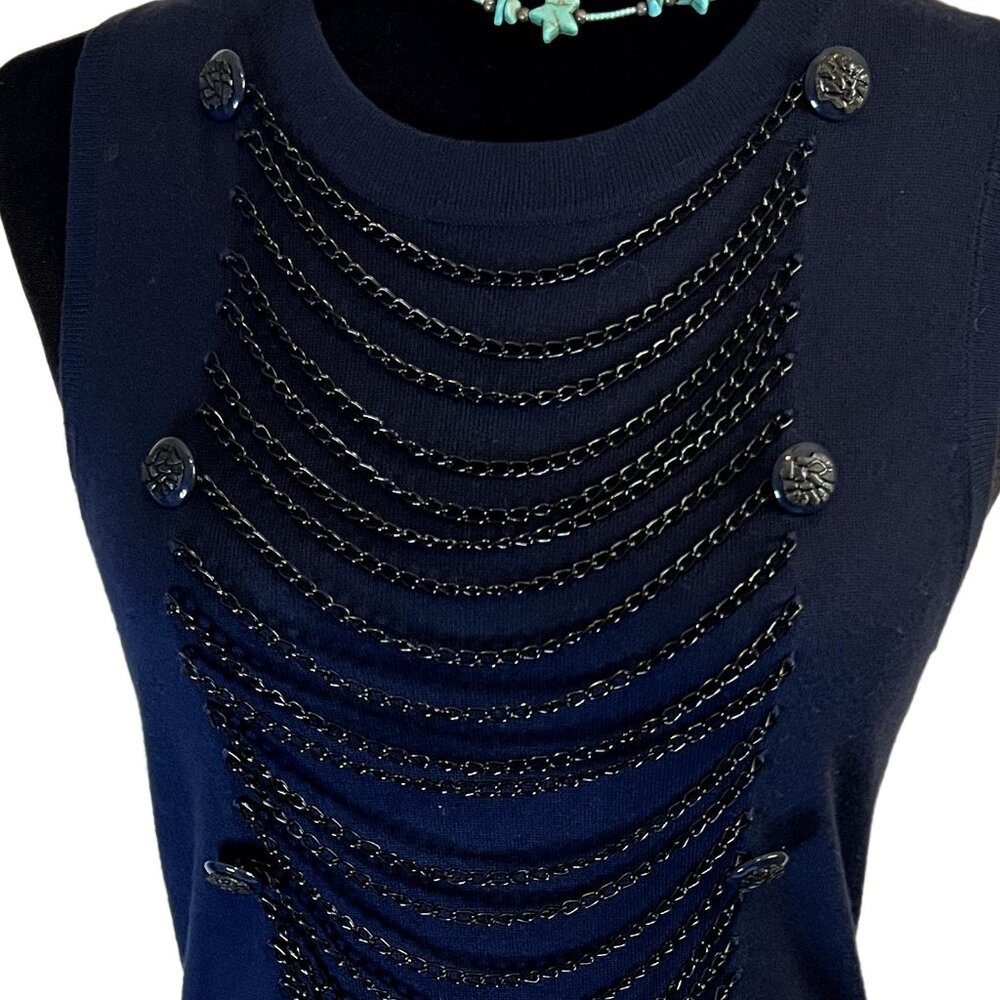 Twelve by Twelve Navy Blue Dress with Chain Accents Retro Punk Rave Dance Mini